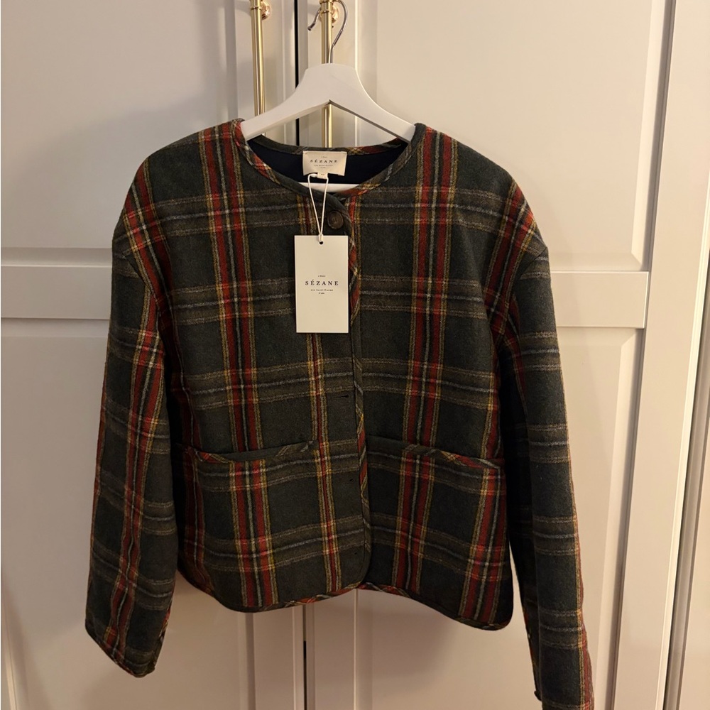 Sezane Multicolor Plaid Blazer